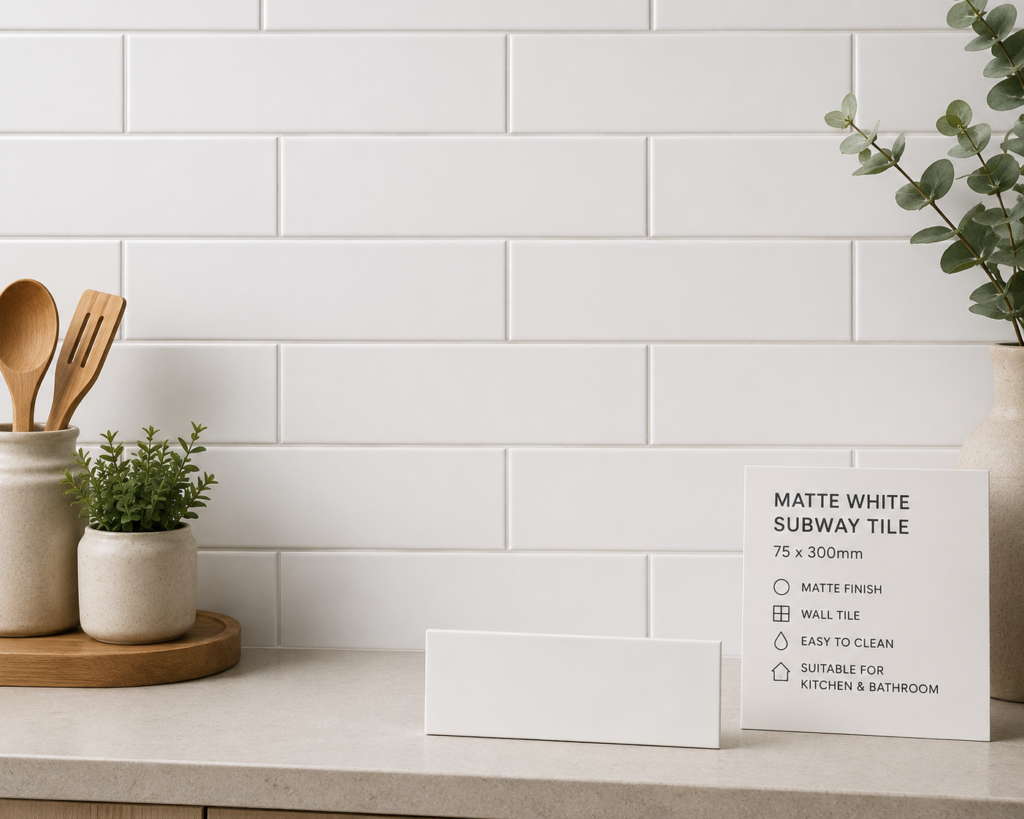 Matte White Subway Tile – 75×300