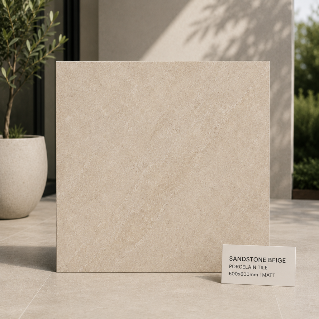 Sandstone Beige Porcelain Tile – 600×600