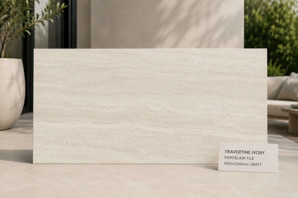 Travertine Ivory Porcelain Tile – 600×1200